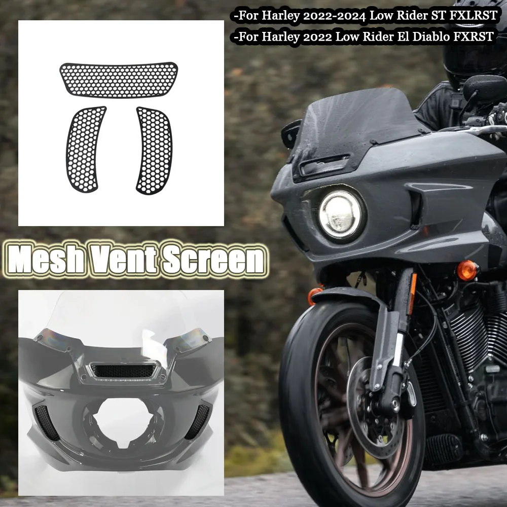 For Harley Softail Low Rider ST FXLRST Low Rider El Diablo FXRST Fairing Mesh Vent Screen Batwing Accent Grill Accessory 2022-UP