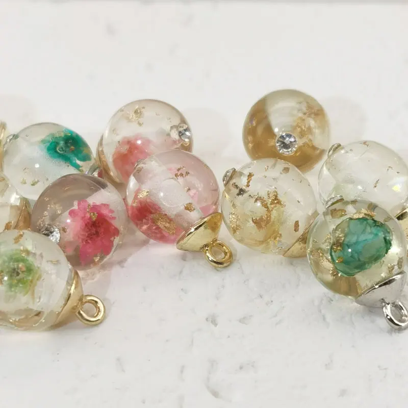 Imitation Jade getrocknete Blumen runde Perlen glasierte Knöpfe Kleidung Knöpfe Zubehör Näh materialien Harz Knöpfe Großhandel – Detail 4