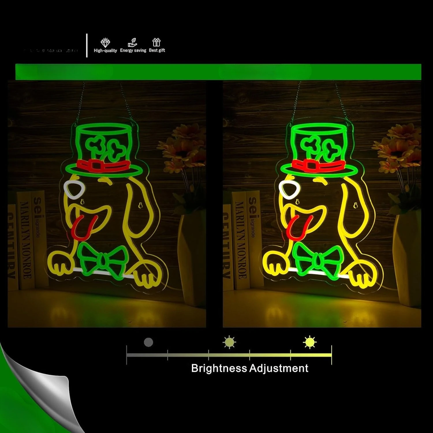 قبعة عيد القديس باتريك النيون الذهبي المسترد LED ضوء النيون لغرفة النوم الرجال الكهف لعبة غرفة عيد ميلاد ديكور حفلة هدية