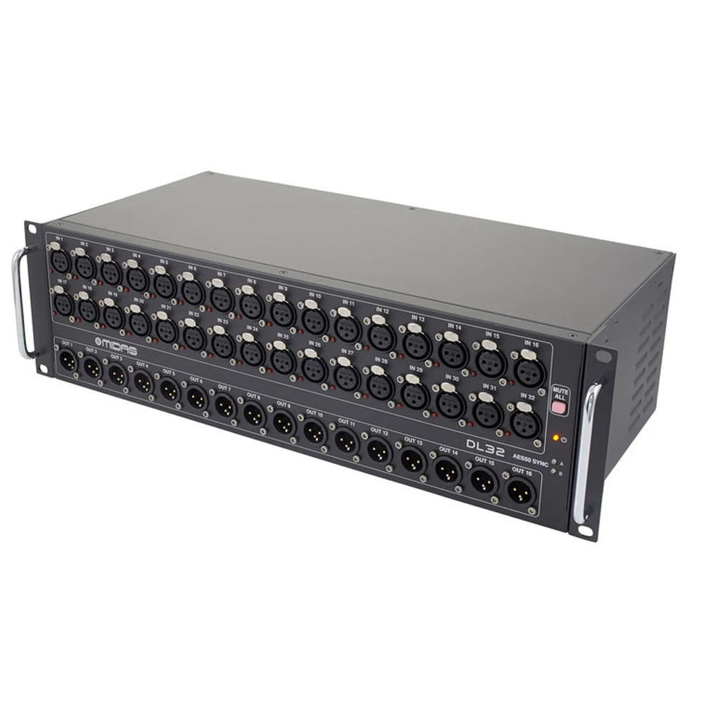 Midas DL32 Digital Snake 32-input / 16-output Stage Box with 32 Preamplifiers, Ultranet Ethernet and ADAT Digital Connectivity