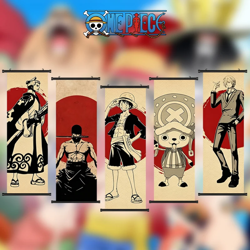 ONE PIECE Decorative Scroll Painting Ukiyo-e Style Cartoon Merchandise Printing Poster Room Canvas Mural Holiday Gift