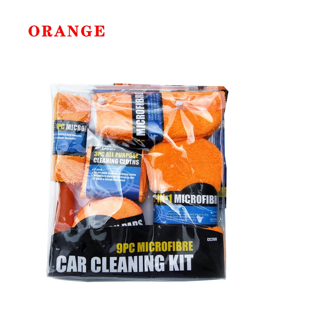 Car Cleaning Products 9PCS Car Beauty Cleaning Gloves Towels Cloths Waxing Sponges  Wheel Brushes