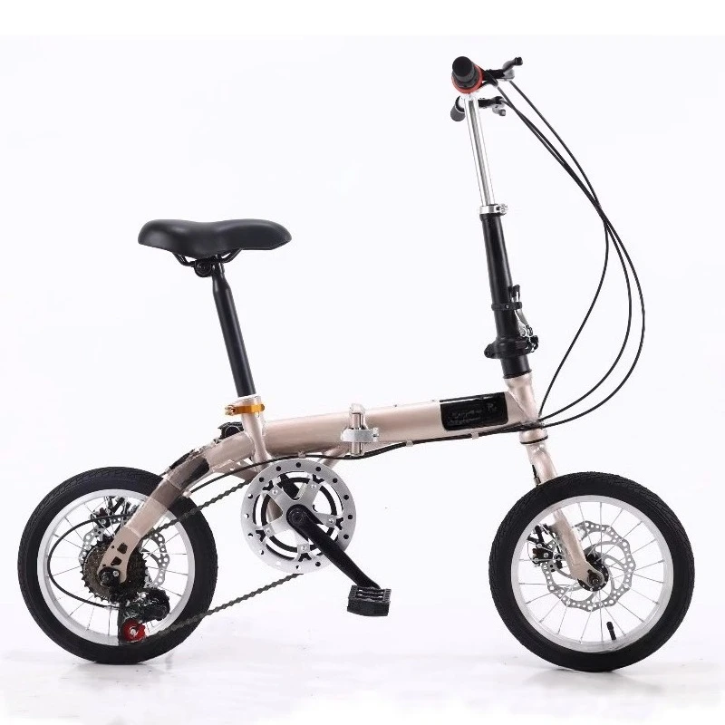 14-inch Solar Flashlight Folding Variable Speed Double Disc Brake Steel Bicycle Adult Children Light Portable Rear Compartment