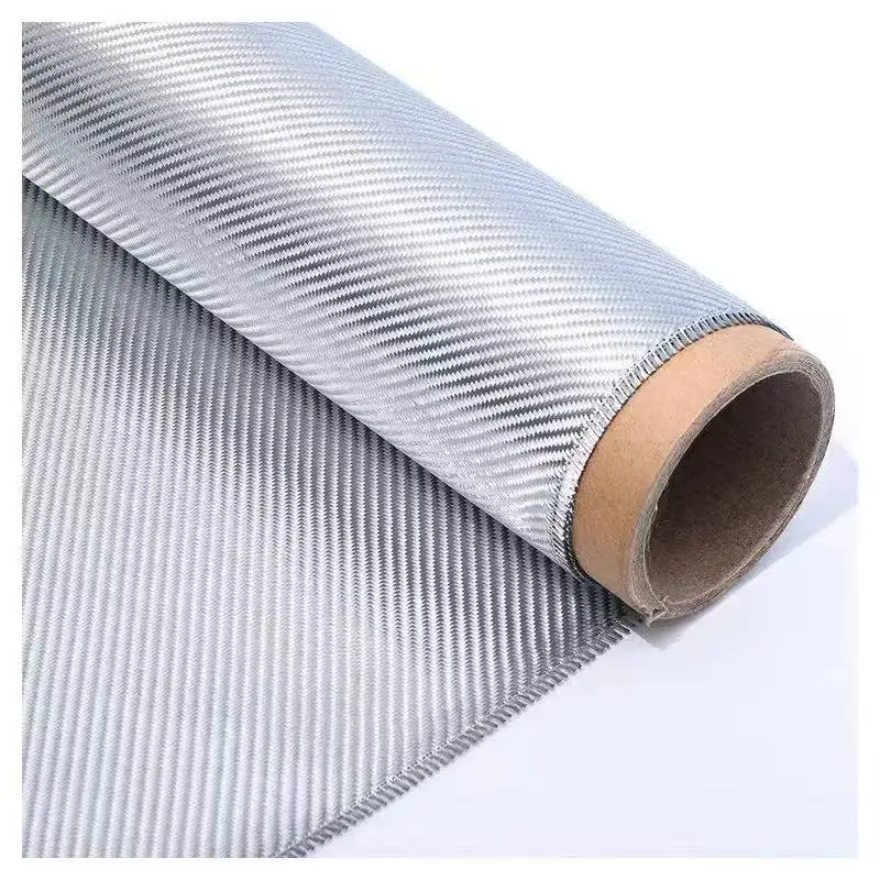 3k 240gsm Plating Bright Silver Glass Fiber Fabric Fiber Cloth Fabric 2x2 Twill 1m Width Commercial Grade 30cm/50cm Length
