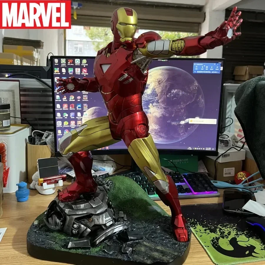 Marvel Avengers Homem De Ferro Figuras Anime, grandes Figuras Luminosas, Gk Modelo PVC Ornamentos, Namorado Presente de Aniversário, 50cm, Mk6