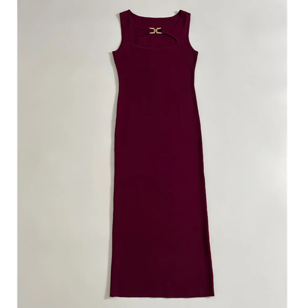 

Jenny&Dave Spring Summer Minimalist Gold Buckle Dress Elegant Party Dresses Vestidos Womens Dresses Sexy Slim Fit Knitted Dre
