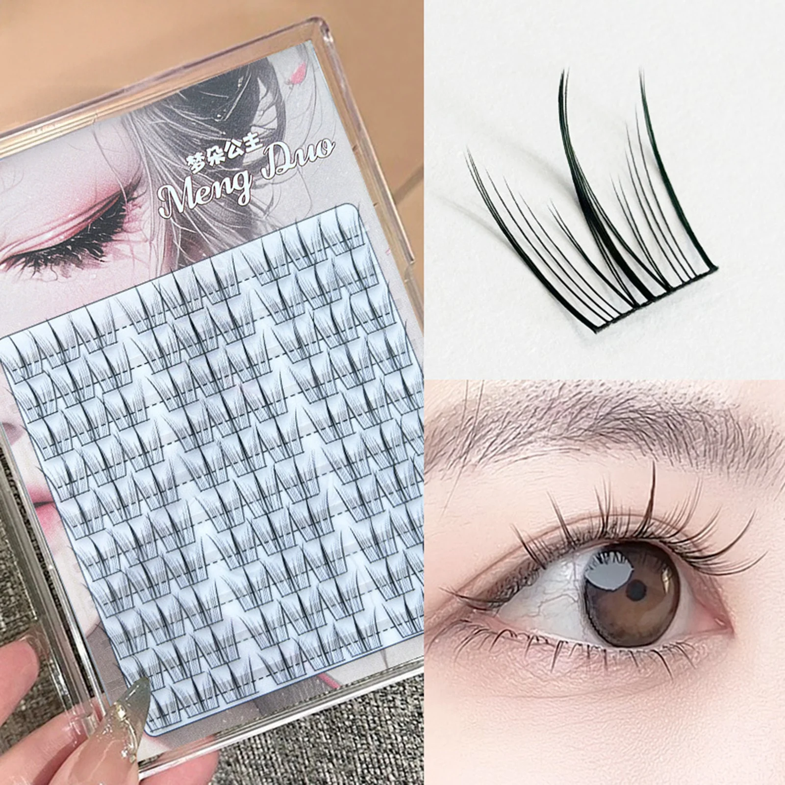 Falsche Wimpern, stachelige Cluster-Wimpernverlängerungen, dünnes Band, Cluster-Wimpernverlängerungen für Anfänger und Kompetenzen