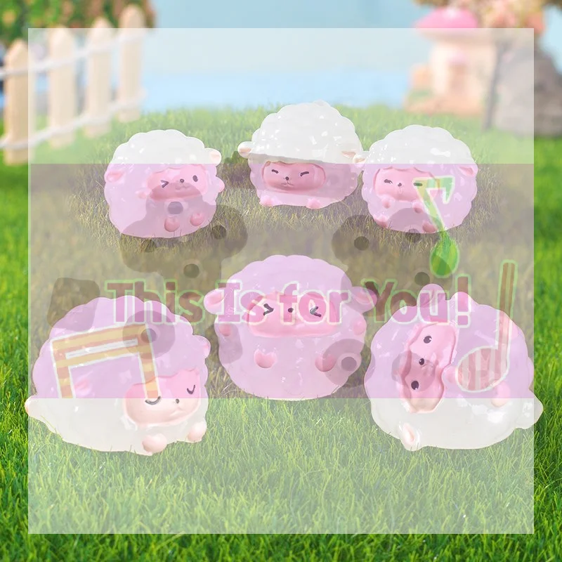 【MA】6Pcs Glow In The Dark Mini Resin Sheep Night Light Effect Micro Landscape Accessories Fairy Garden Decorations