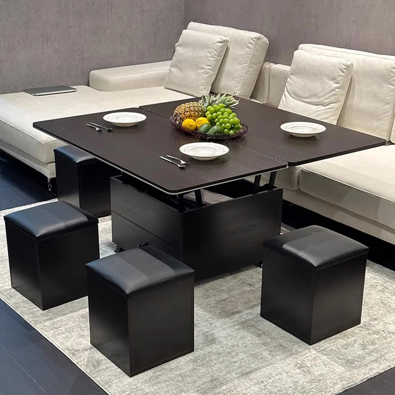 Space Saving Black Coffee Table Aesthetic Rectangle Living Room Coffee Table Storage Low Mesas De Centro Para Sala Furniture