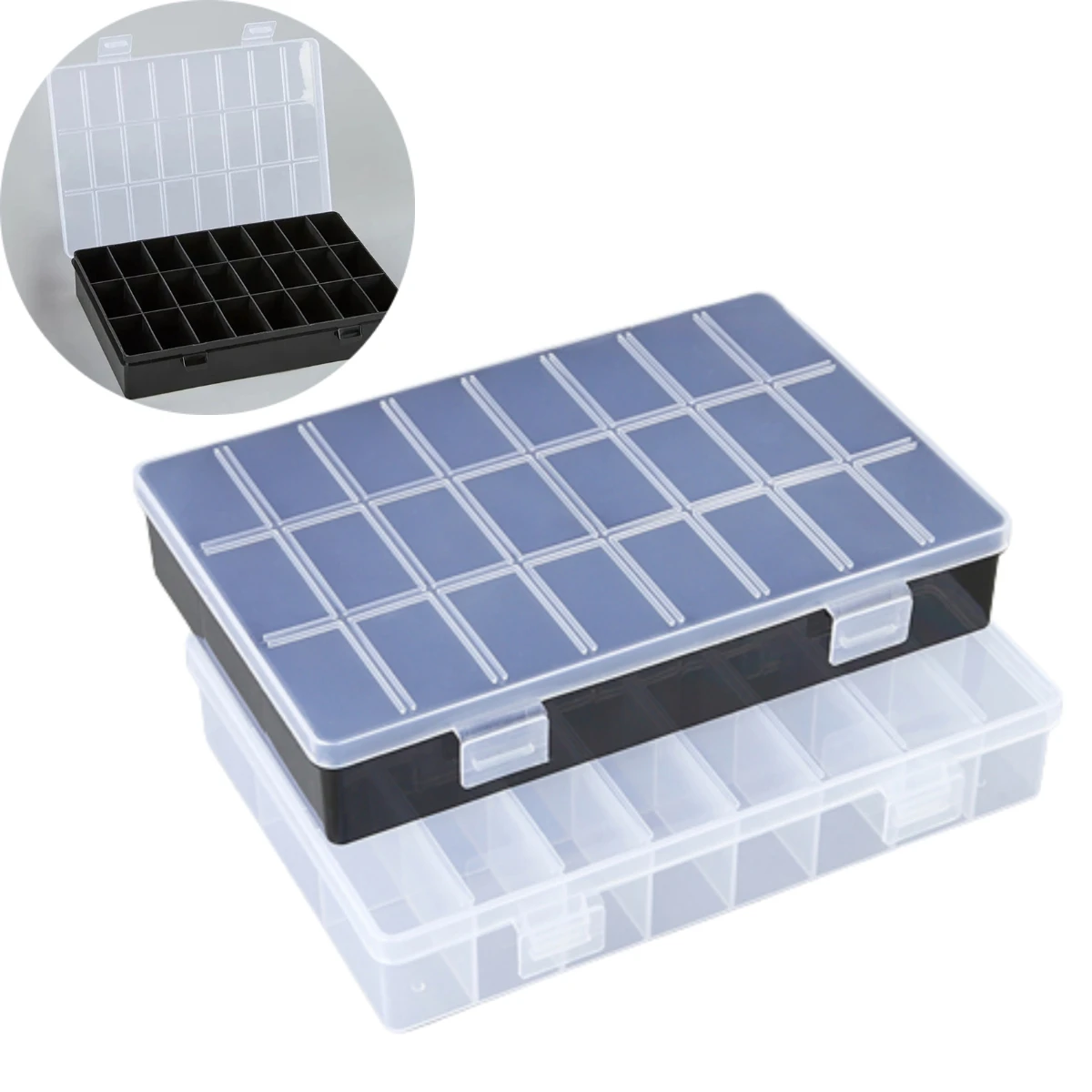 24 Grids Compartment Plastic Storage Box Jewelry Earring Bead Screw Holder Case Display Organizer Container