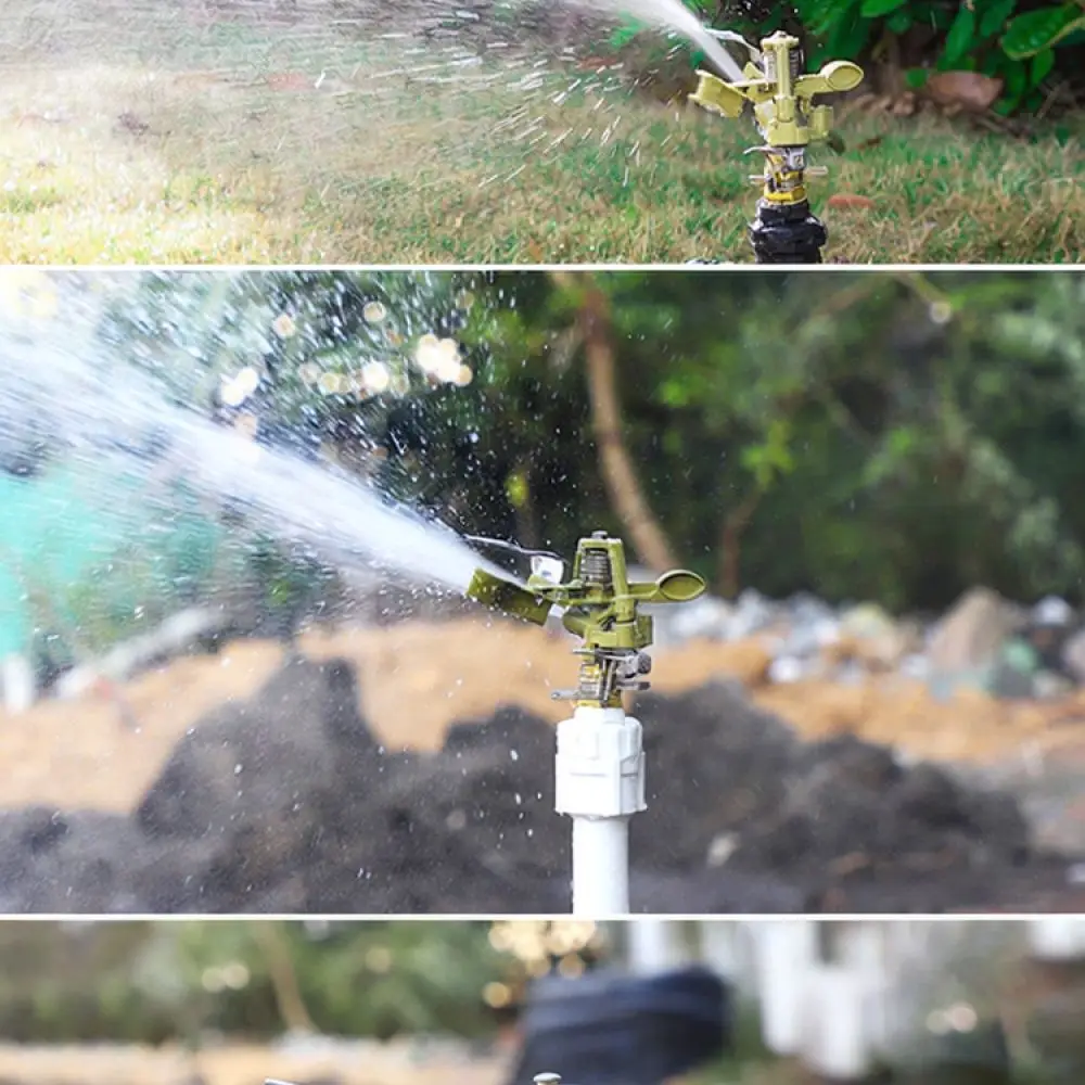 Automatic 360 Degree Lawn Sprinkler Garden Watering Nozzle Durable Zinc Alloy Adjustable Irrigation Head For Yard Turf