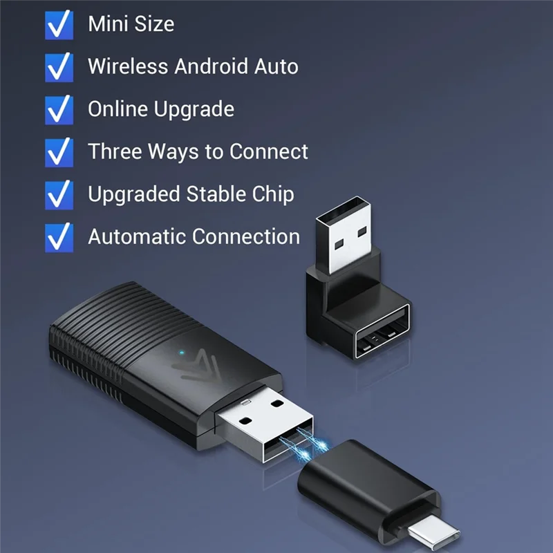 -BOFF Adaptador inalámbrico para automóvil Android, pequeño dongle inalámbrico para automóvil Android convierte cableado a inalámbrico para automóviles Android