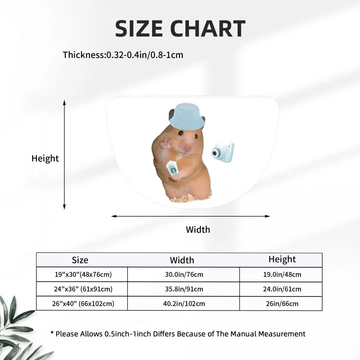 Peace Sign Hamster Meme With Camera Soft Flannel Half Round Doormat Non Slip Bathroom Mat Absorbent Floor Carpet for Living Room