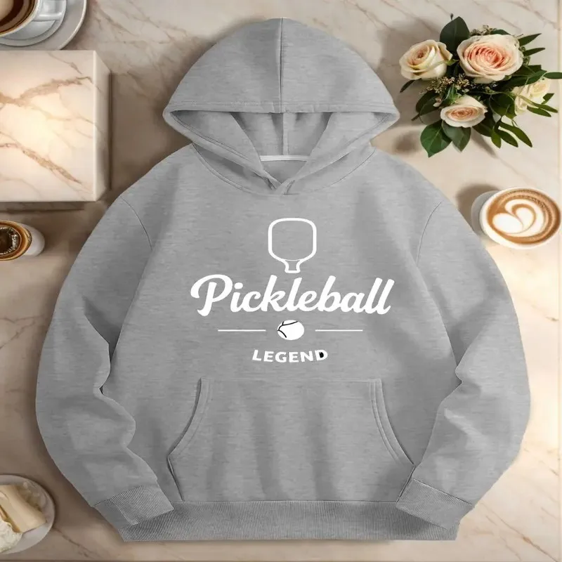 Fall Winter Women Clothes Female Plus Size Sweatshirt Pickleball Legend Geometric Graphic Print Soft Warm Fabric Street Style