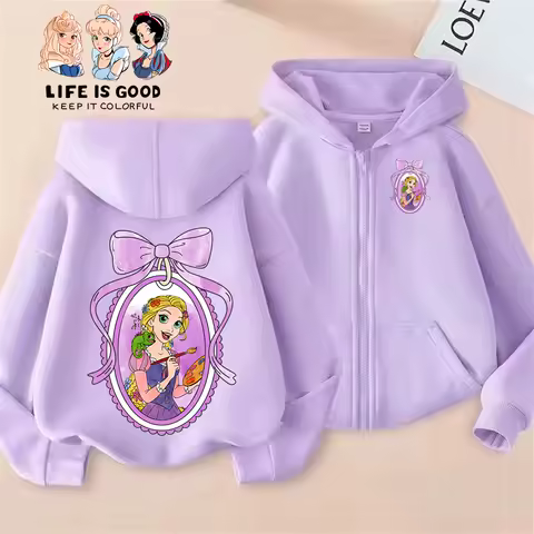 Belle Beauty Disney Princess Girls Zip Hoodie Adorable Character Print Pullover Sweatshirt School Weekend Casual Wear Gift Idea