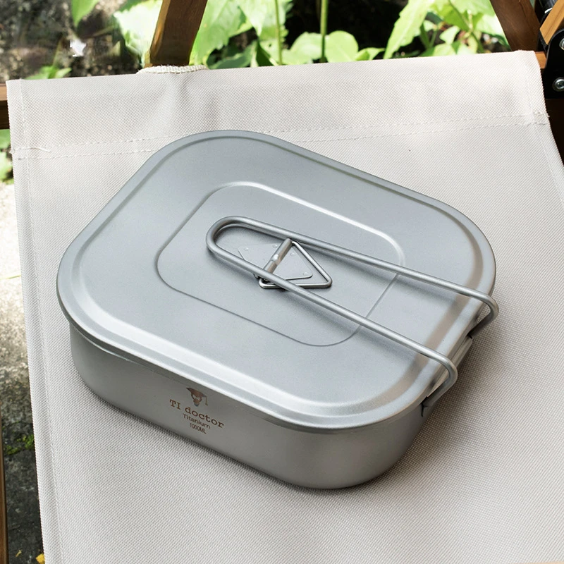 

1000ML Pure Titanium Bento Lunch Box Outdoor Household Titanium Alloy Camping Picnic Tableware Cookware Outing Equipment Gift