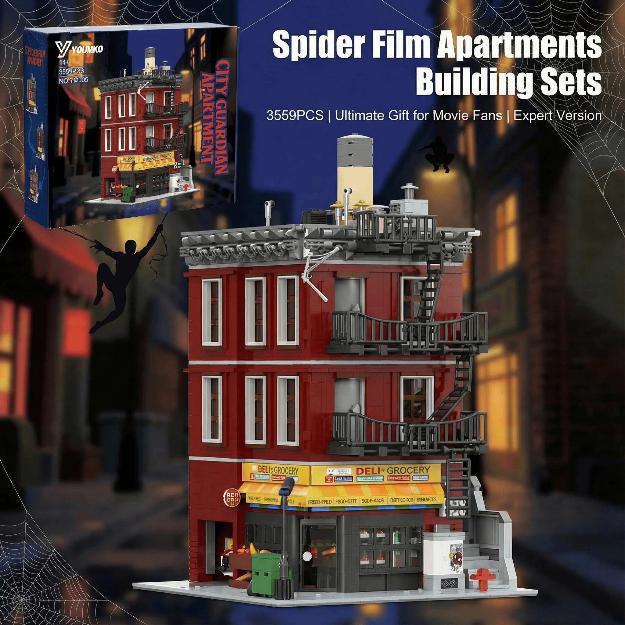 

Spider Deli Apartment Building Blocks With 11 Figures Films Classic City Modular Assembly Model DIY Creative Toys Gifts 3559PCS