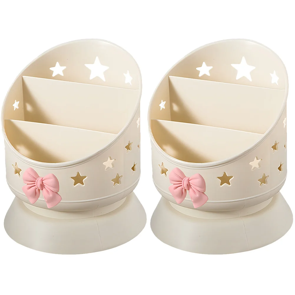 2pcs Makeup Brush Organizer Box Large Capacity Grid Compartments Desktop Storage For Lipstick Eyeshadow Pencils Brushes Pp Pen