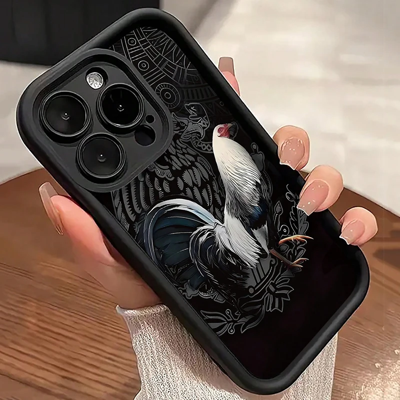 Funda Creativa para Teléfono con Estampado Gráfico 2D de Gallo y Águila para iPhone 17, iPhone Air 16E 16 15 14 13 12 11 Pro Max XS XR X