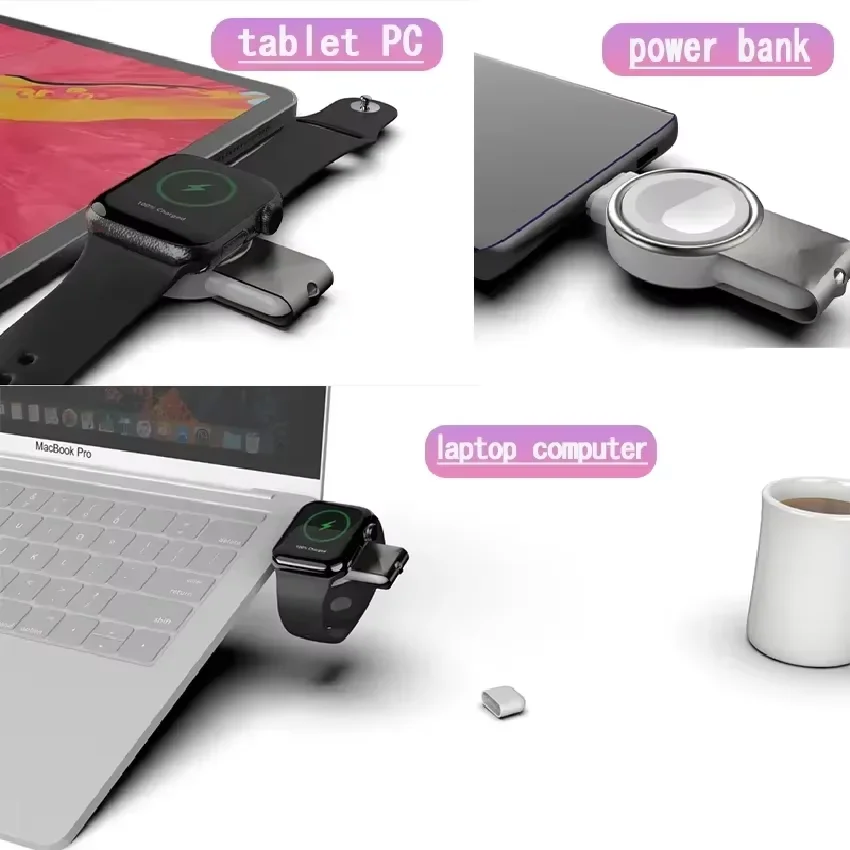 شاحن لاسلكي مغناطيسي محمول بمنفذ USB من النوع C لساعة أبل 9 8 7 6 SE 5 4 3 2 قاعدة شحن سريعة