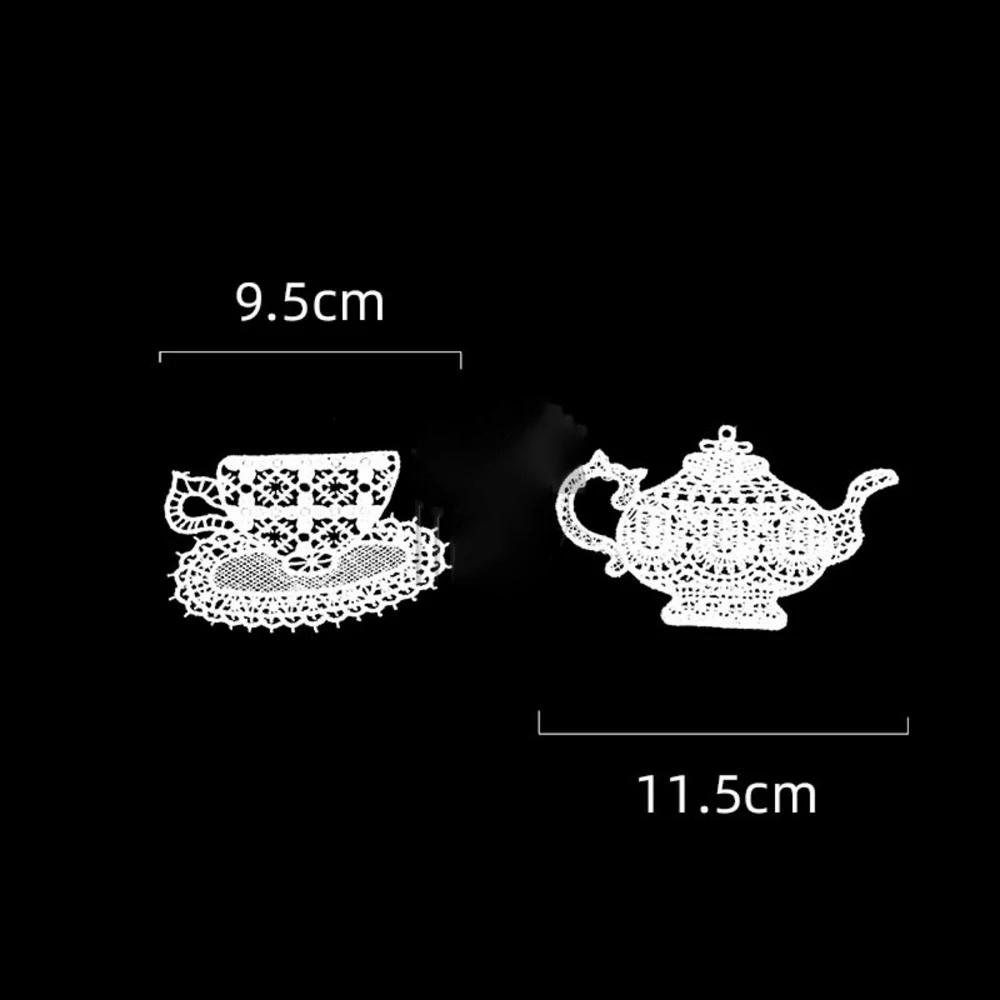 1 Pair White Tea Cup Embroidery Patches Sew On Cafe Badges for DIY Tshirt  Appliques Repair