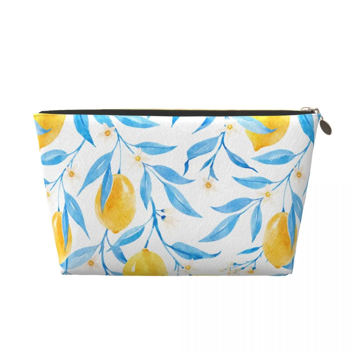 Custom Watercolor Lemons And Blue Leaves Toiletry Bag Women Cosmetic Makeup Organizer Ladies Beauty Storage Dopp Kit Case