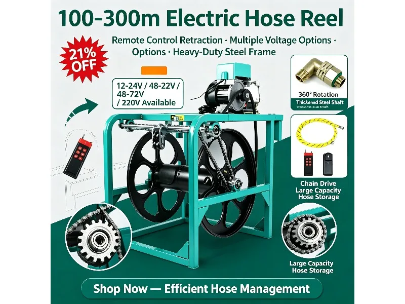 Automatic Remote Control Hose Reel Electric Hose Winder Auto Rewind Storage Holder for Garden Sprayers