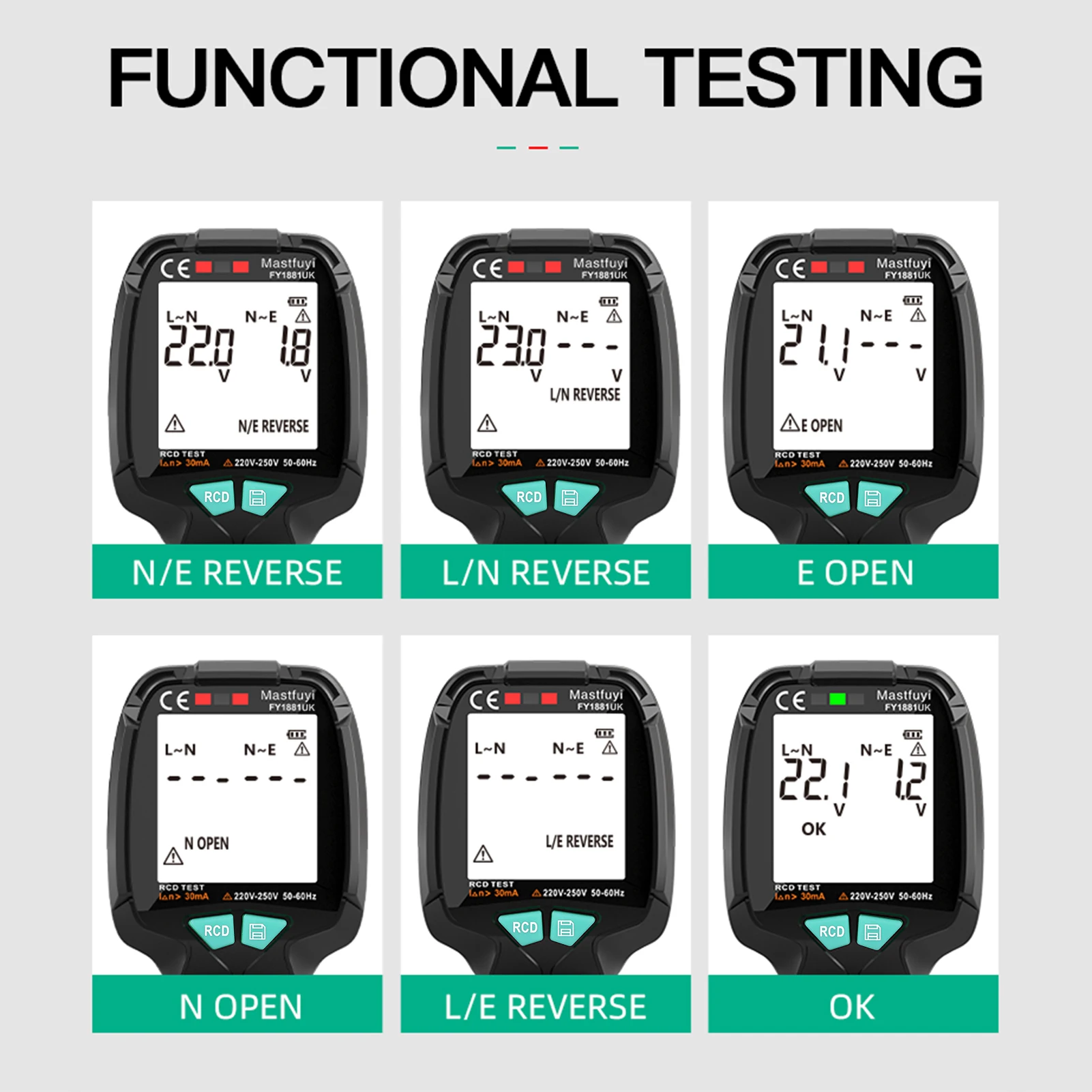 Wielofunkcyjny miernik do gniazdka z cyfrowym wykrywaczem gniazdko elektryczne obwodu detektor elektryka elektroskop RCD Tester