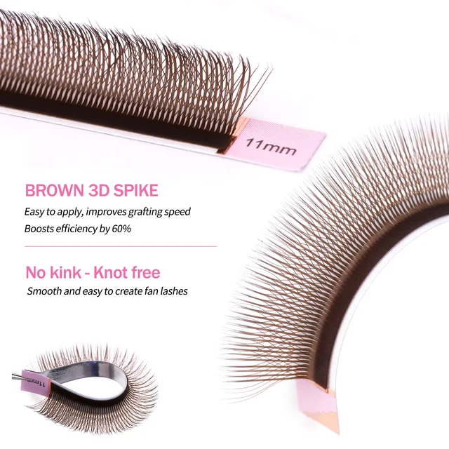 AGUUD L M C D 3D Fairy Lashes Brown W Shaped 2D 3D 4D 5D Clover Lashes Premade Bloom Fans 3D Spike Hand Woven Eyelash Extension 5