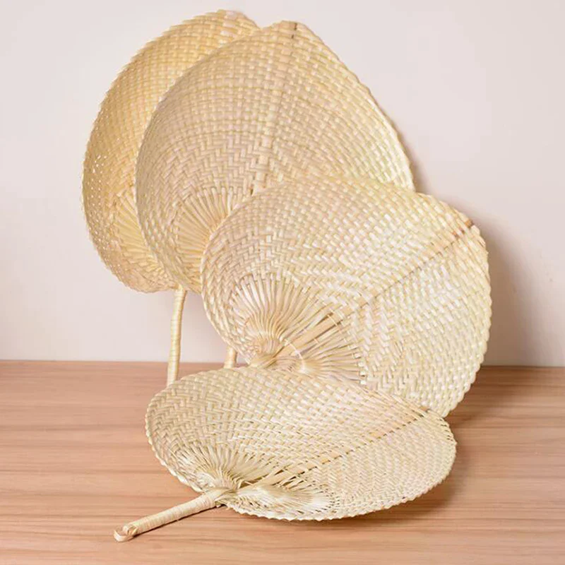Handmade Straw Woven Fans Craft Summer Cooling Bamboo Fan Home Wall Art Decoration