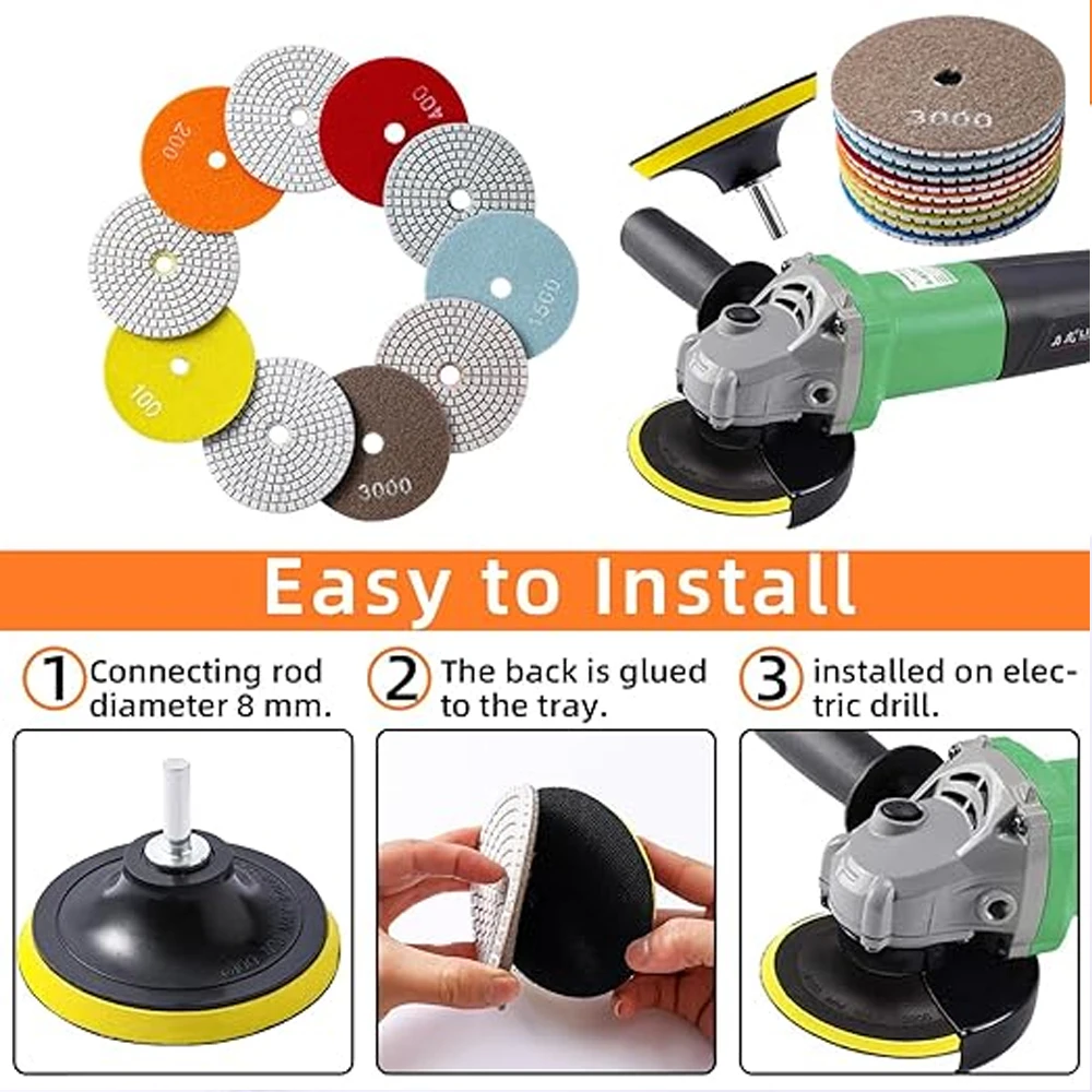 Top!1-20Pcs 3/4/5/6/7 Zoll Diamant Polieren Pads Nass/Trocken flexible Pads Für Granit Stein Beton Marmor Schleifen Schleifen Scheiben – Detail 6