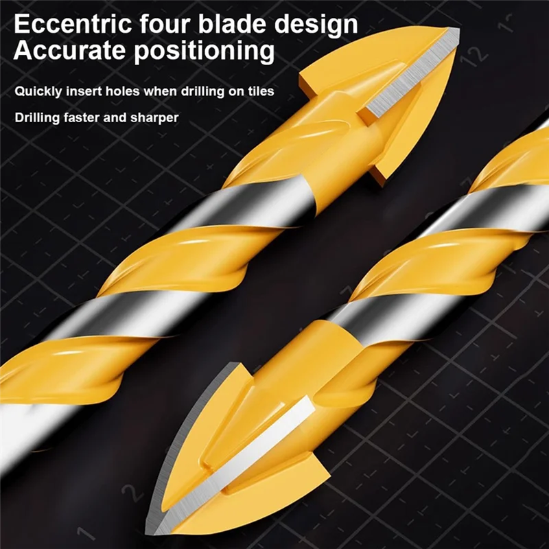 A76X- مجموعة أدوات حفر البلاط 1 مجموعة أربعة شفرات مثقاب غريب الأطوار للخرسانة مادة صلبة للغاية رأس جاف