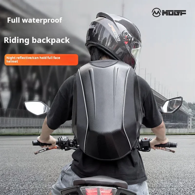 30L-48L Moto Racing bags Waterproof Motorcycle Hard shell backpacks MX Motocross Carbon Fiber Full Face Helmet Backpack