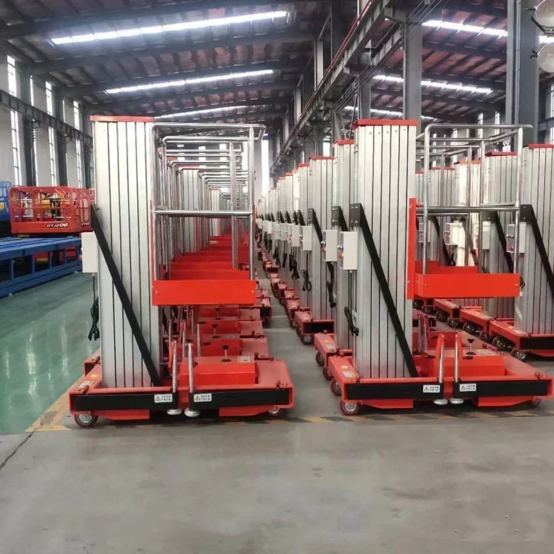 P-107 Escalera hidráulica vertical portátil de 4-24 m Aleación de aluminio 8 m 10 m 12 m 16 m Mástil Elevador eléctrico para hombre