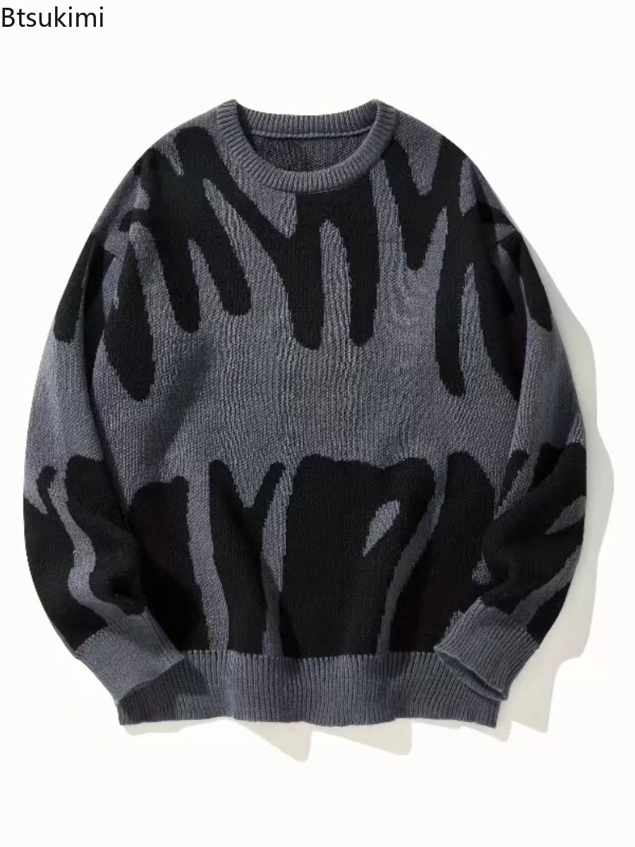 Neue Herbst Winter männer Koreanische Lose Oansatz Gestrickte Pullover Casual Colorblocking Pullover Mann Streetwear Persönlichkeit Stricken Tops