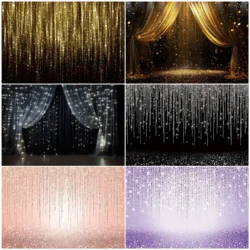 Black Gold Silver Glitter Backdrops Golden Shiny Dot Star Polka Light Bokeh Backgrounds For Birthday Weeding Party Baby Shower