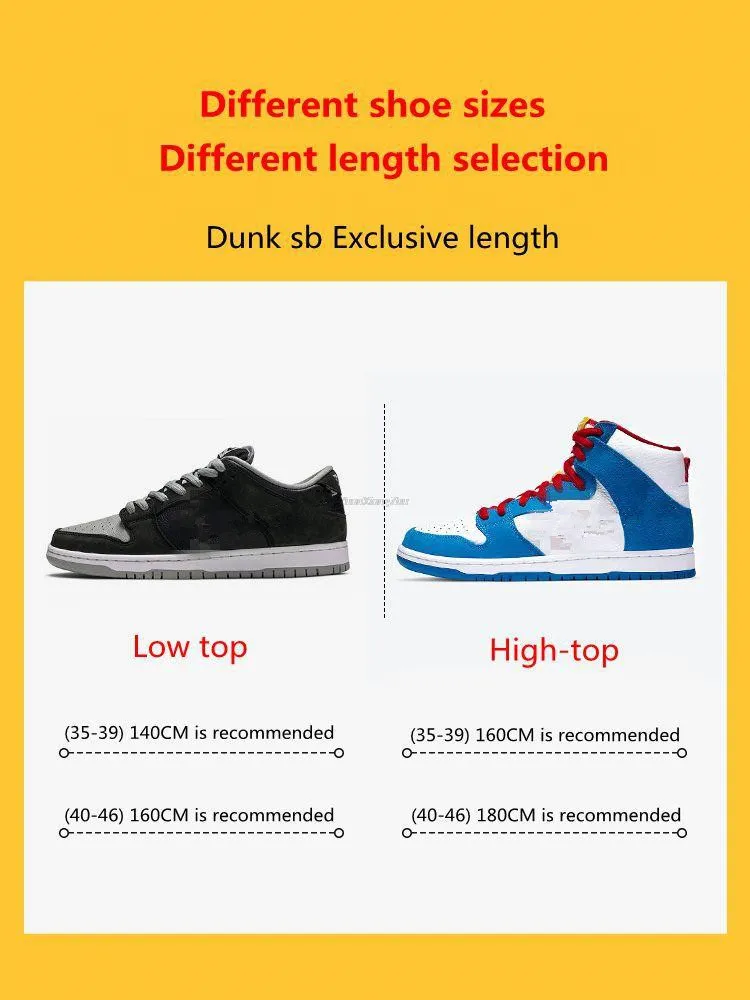 Original Dunk SB Shoelaces Thickened 0.9CM Half Round Shoe laces Running Sneaker Shoelace 140/160/180cm Laces for Shoes strings