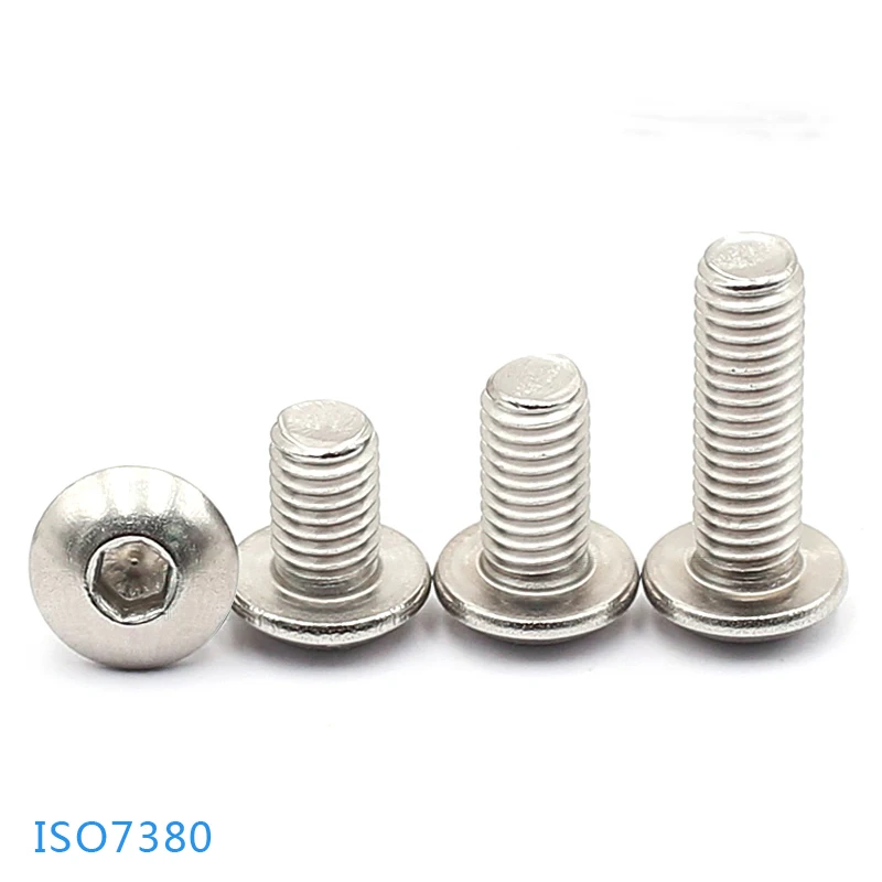 5/10/20/30Pcs M6 Round Head Hexagonal Mushroom Head Screw 304 Stainless Steel Allen Bolts Tooth length 8-100mm  ISO7380