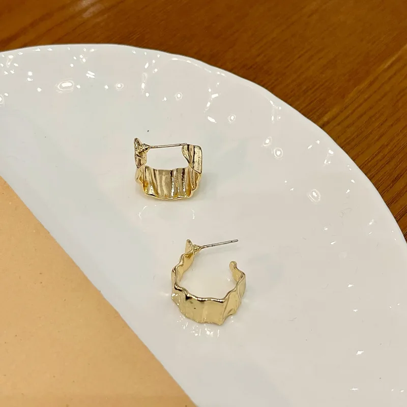 Fashion Jewelry 925 Silver Needle Metallic Geometric Earrings Hot Sale Pretty Design Gold Color Metal Drop Earring For Girl Gift
