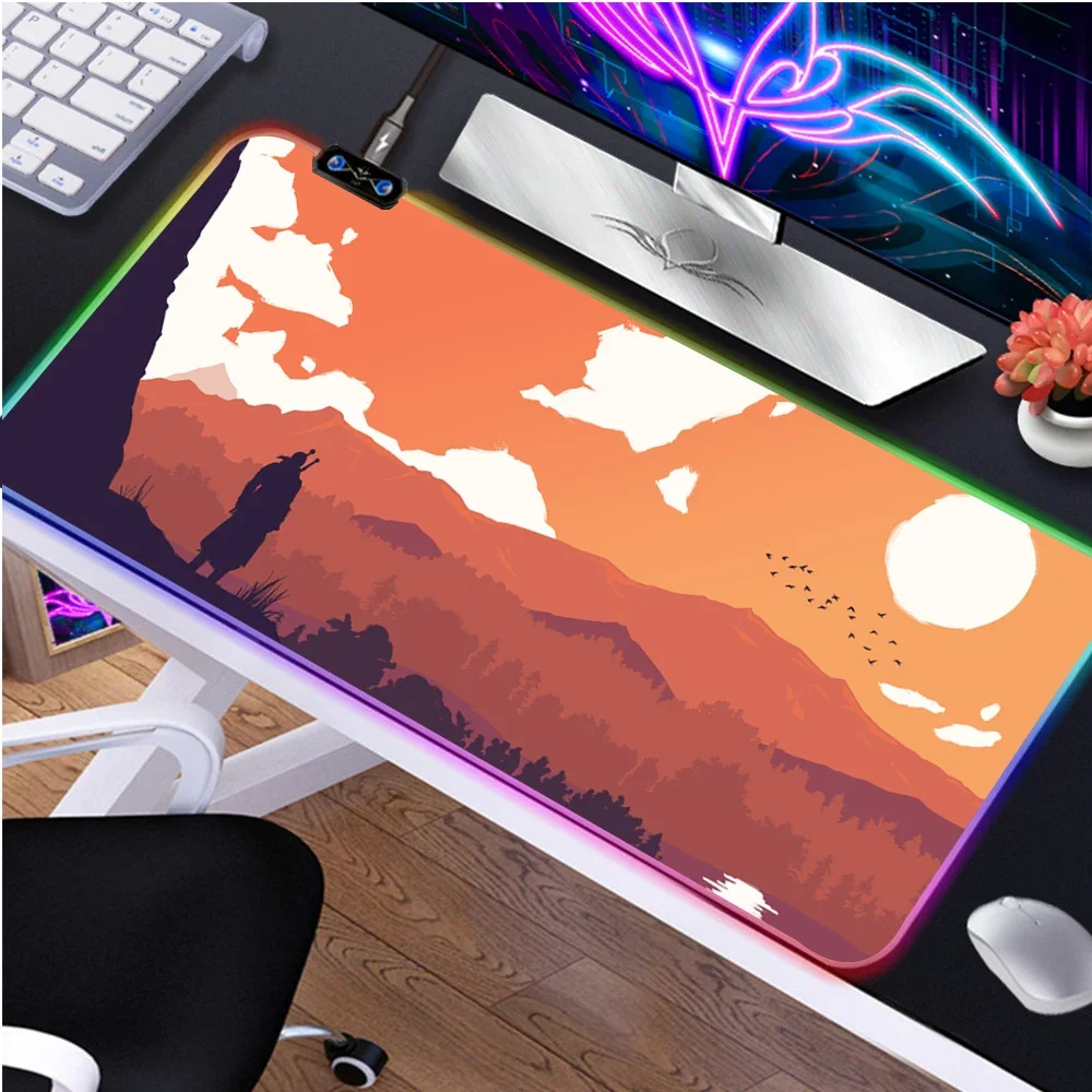 

Gaming Mouse Pad Witchers RGB Backlight Mat 900x400 Gamer XXL Computer Mousepad CS GO Non-Slip Rubber LED Desk Mat For PC Rug