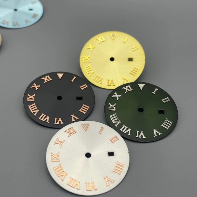 New NH05 Ladies Watch Dial Dia 24.2mm Green Luminous Watch Dial with Hand Roman index For NH05 NH06 Movement Watch Accessories
