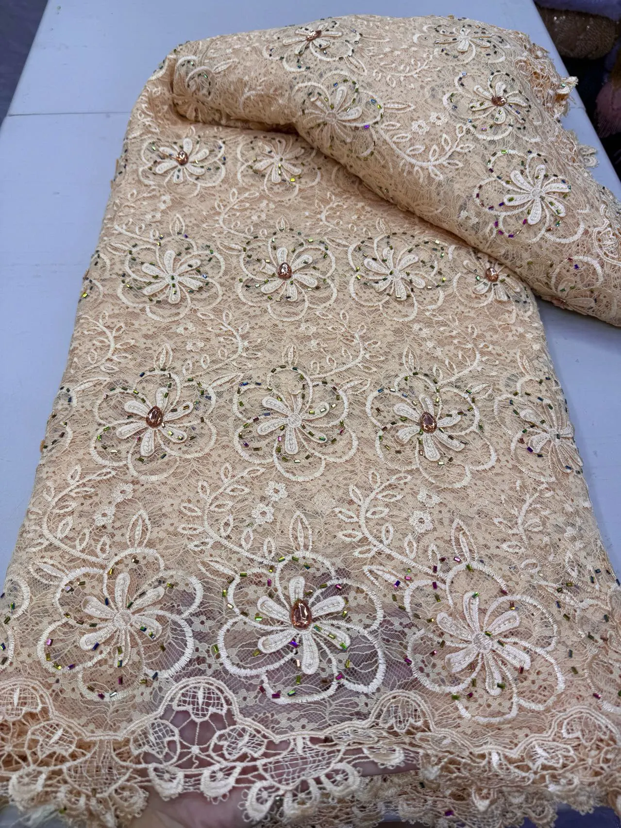 

High Quality 2026 African Nigerian Lace Fabric Embroidery Tulle Cotton Wedding Party Dress Guipure Water Soluble 5Yards JY511