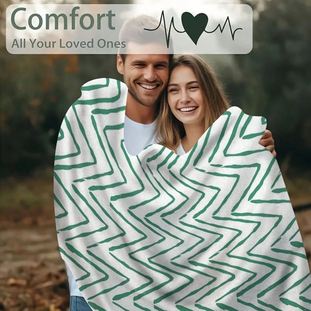 Chic Green and White Chevron Pattern Throw Blanket Cozy Decorative Sofa Bedding for Living Room Decor 150x200cm 150x230cm