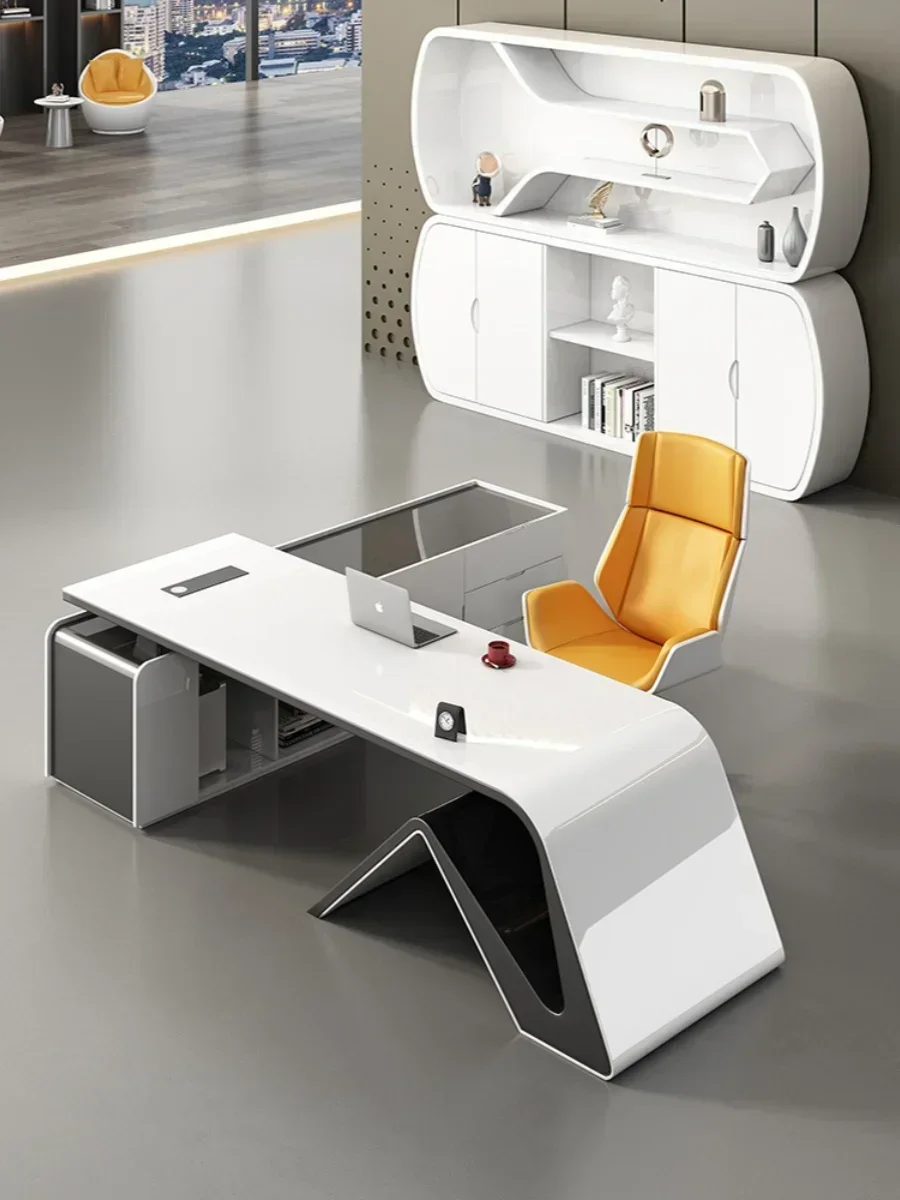 

1184Technology Paint Office Desk Boss Manager's Office Desk Light Luxury Creative Administrative Office Desk