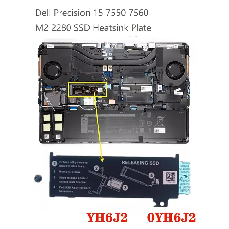 كمبيوتر محمول جديد M2 2280 SSD لوحة المبرد وقوس لديل الدقة 15 7550 7560 YH6J2 0YH6J2 09JTX 009JTX