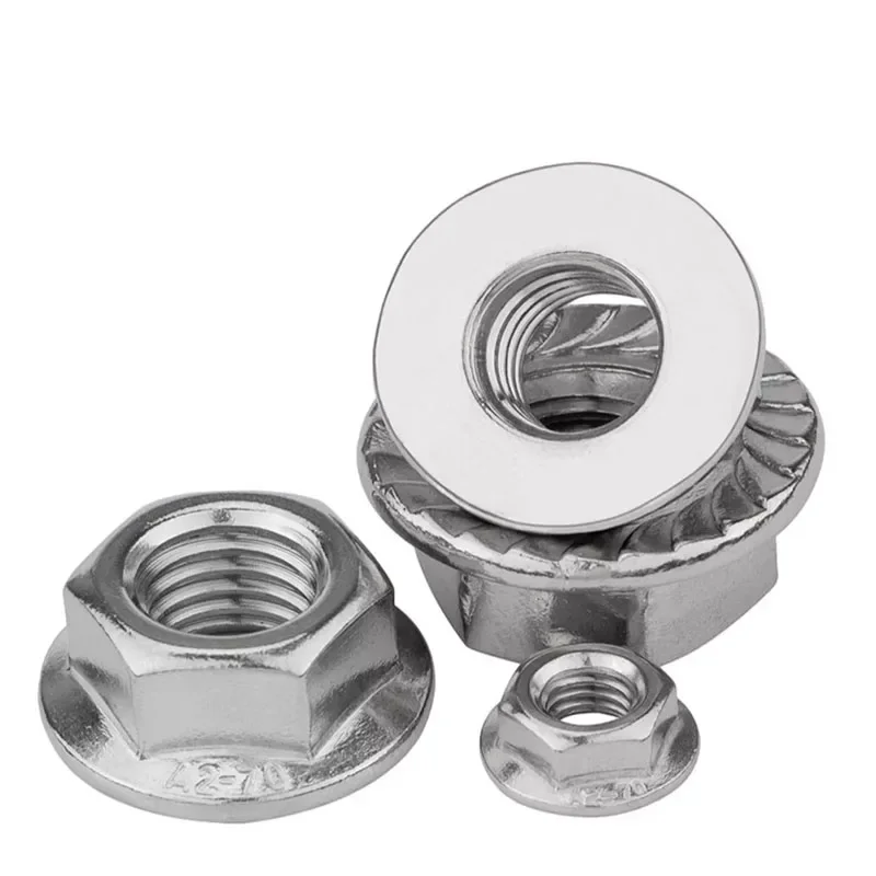 ネジ用ステンレス鋼六角フランジナット、鋸歯状、din6923、m2.5、m3、m4、m5、m6、m8、m10、m12、m14、304、316