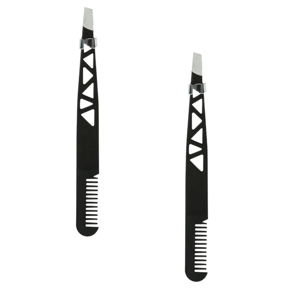 

2Pcs Eyebrow Tweezer Dual-Use Stainless Steel Compact Lightweight Safe Hair Removal Eyebrow Trimmer Makeup Accessories Shaper