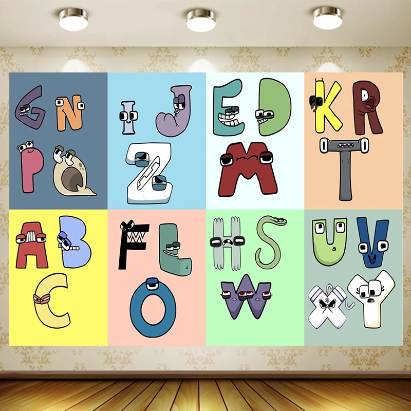 Alphabet Backdrop Children Birthday Party Supplies  Kid Cartoon Decoration Wall Decor Customized Baby Shower Background