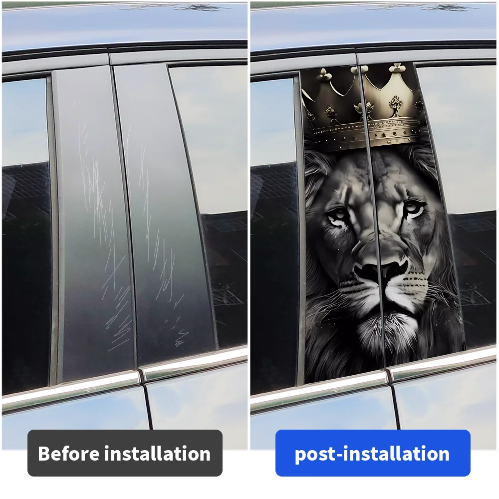 Lion Car Stickers Auto B-pillar Car Center Column Decoration Cover Scratches Waterproof Sunscreen Vinyl Decals Accessories