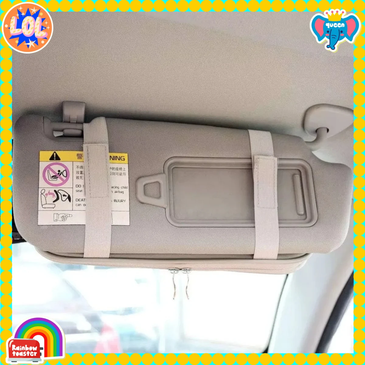 

Visor Organizer, Multi-Pocket Visor Organizer with Double Zipper, Elastic Strap and Glasses Clip (Cream Grey)